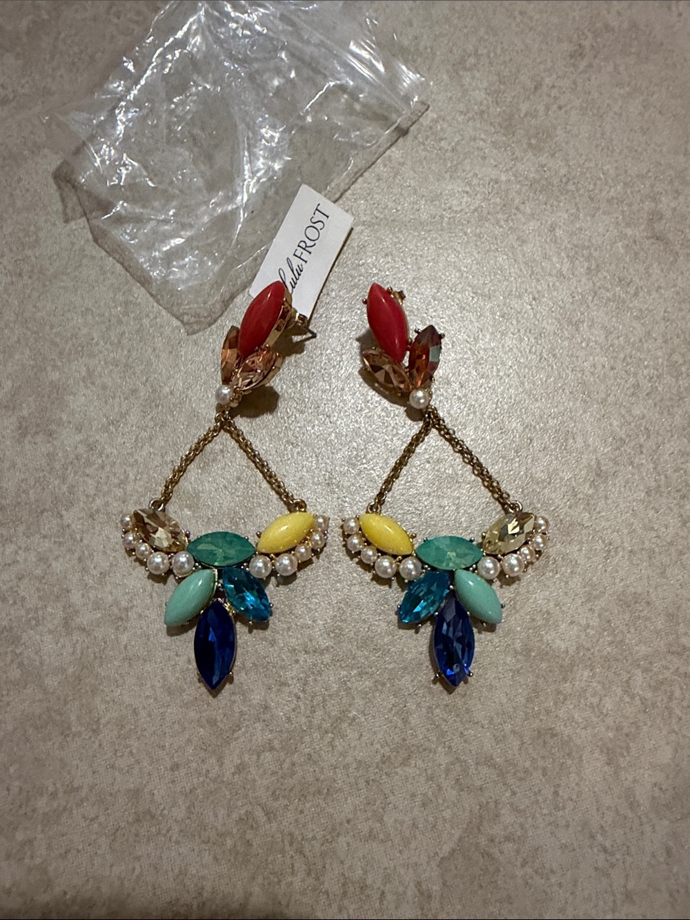 J.Crew x Lulu Frost Multicolor Crystal Drop Earrings - Gold-tone